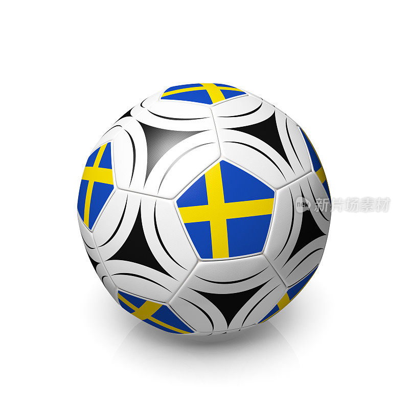 足球/足球与瑞典国旗，孤立的白色